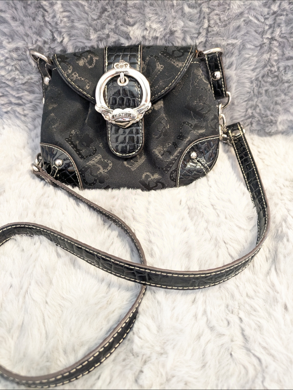 KATHY Van Zeeland Black Crossbody Bag - Sleek Logo Detail